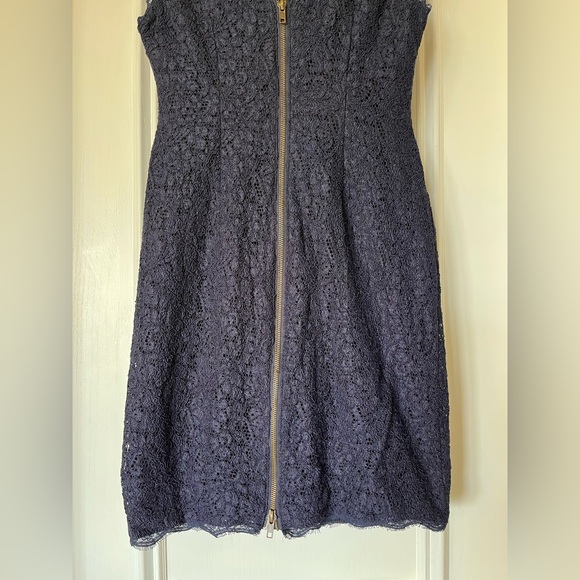 Adrianna Papell Women’s Size 8P 8 Petite Navy Blue Lace Sleeveless Sheath Dress - Picture 7 of 9